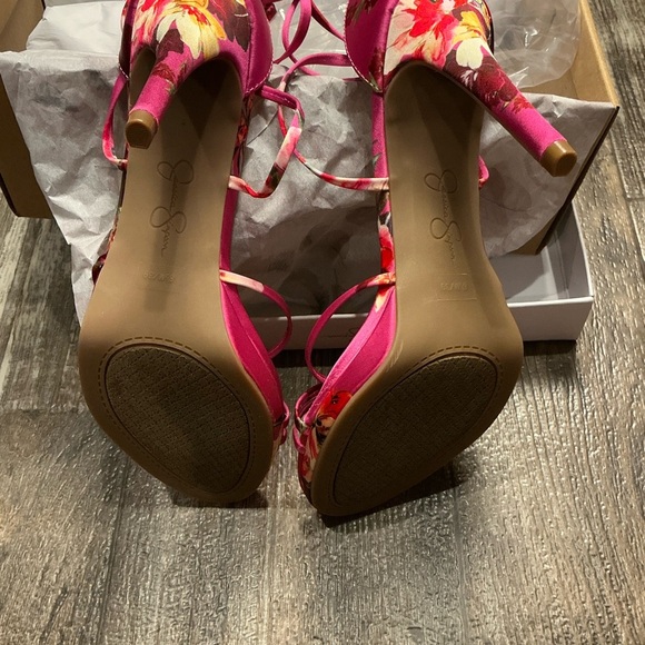 Jessica Simpson Vibrant Pink Floral Heels Size 8.5 - Picture 12 of 16